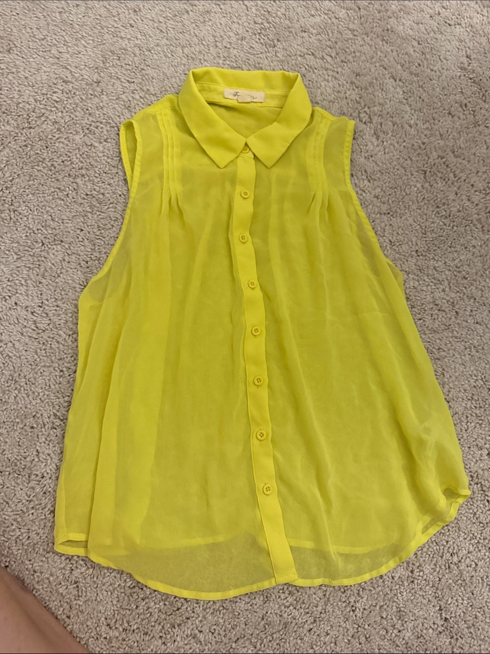 Forever 21 Sheer Sleeveless Button-Up Blouse - Bright Yellow